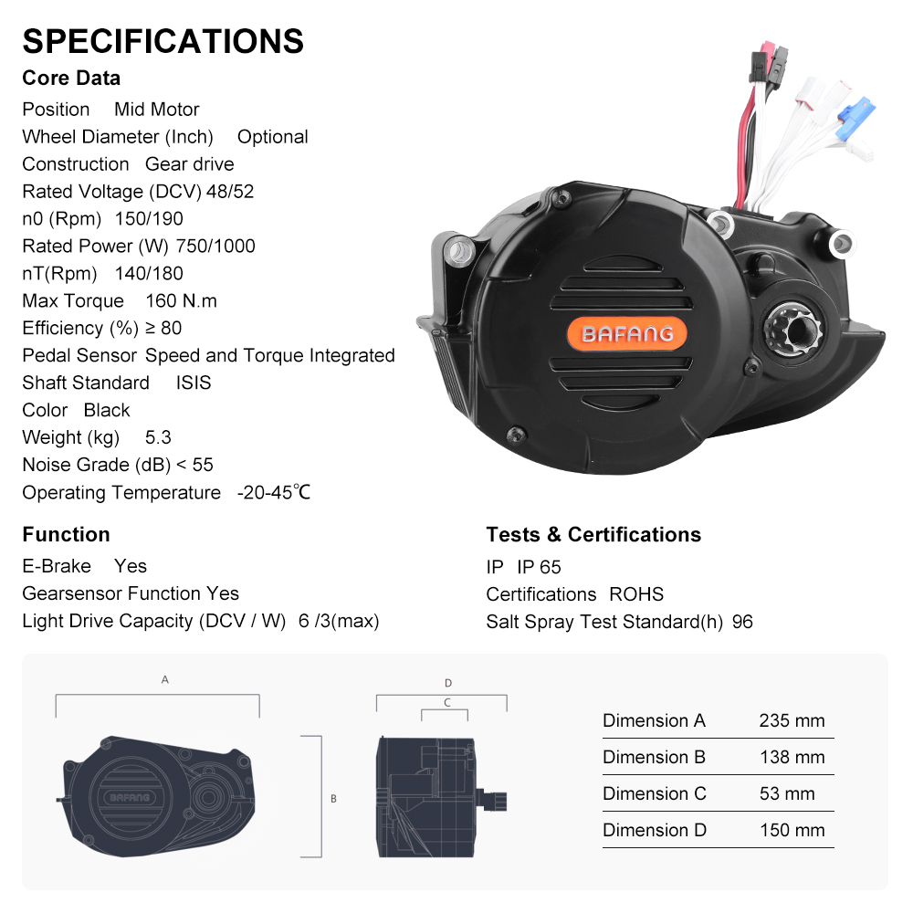 Kit di conversione eBike con m - Mid Drive Motor Kit 52V 1000W recensione e prezzo